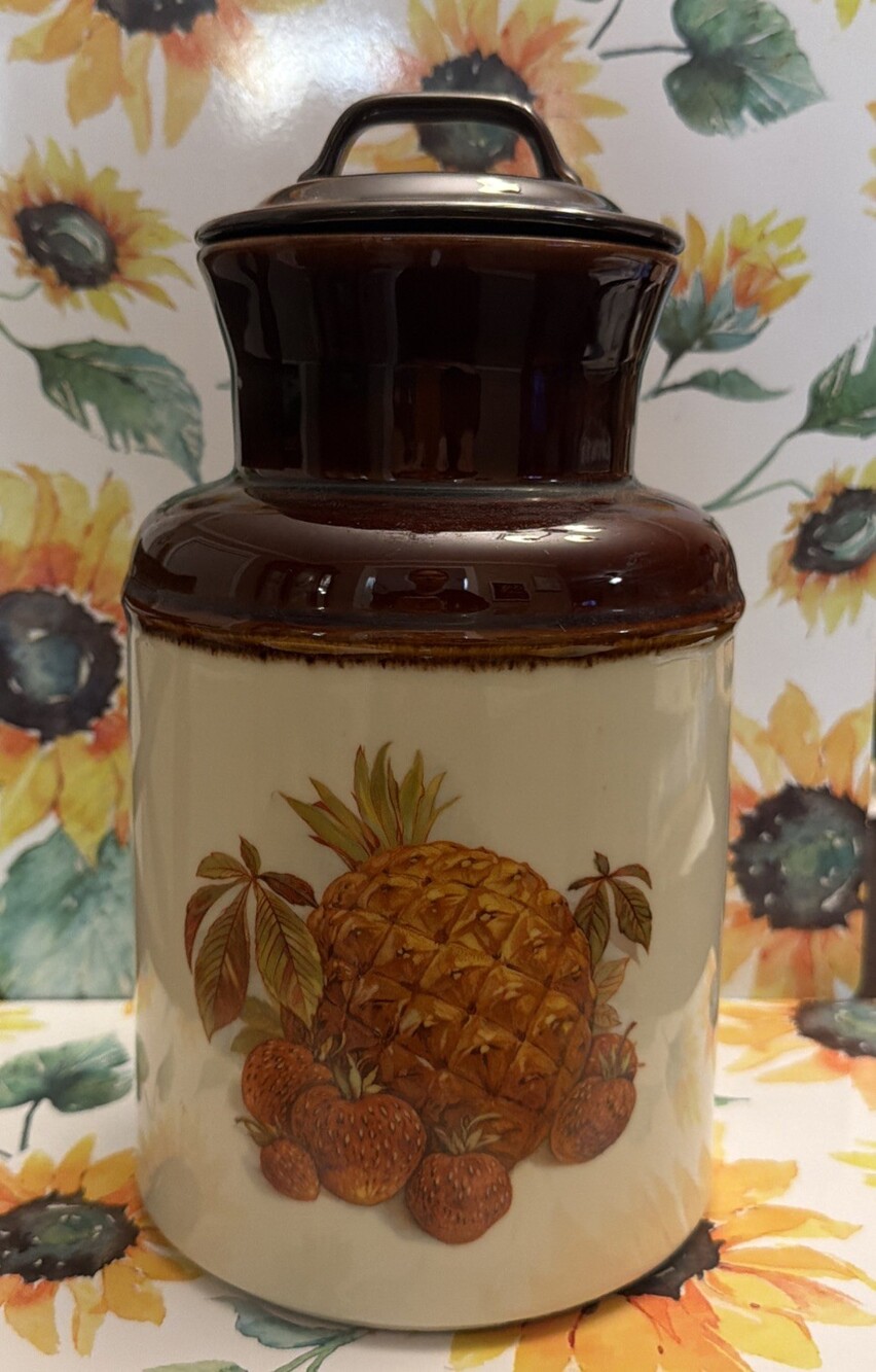 Vintage 1970’s McCoy Pottery “Fruit/Harvest Festival” Jar Crock Canister USA 253